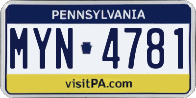 PA license plate MYN4781