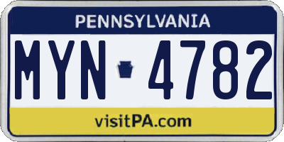 PA license plate MYN4782