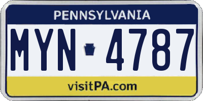 PA license plate MYN4787
