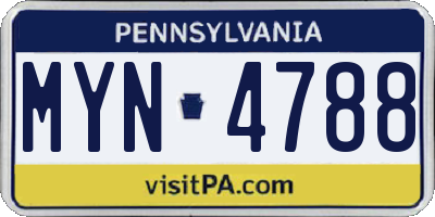 PA license plate MYN4788