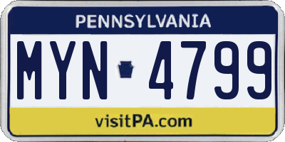 PA license plate MYN4799