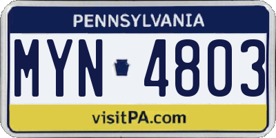 PA license plate MYN4803