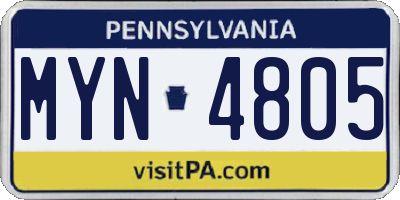 PA license plate MYN4805