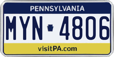 PA license plate MYN4806