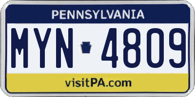 PA license plate MYN4809