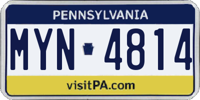 PA license plate MYN4814
