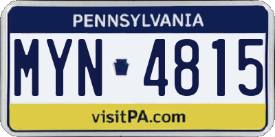 PA license plate MYN4815