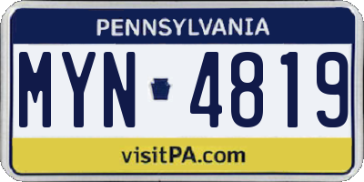 PA license plate MYN4819