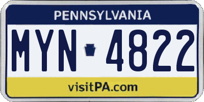 PA license plate MYN4822
