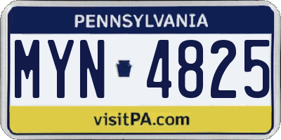 PA license plate MYN4825