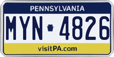 PA license plate MYN4826