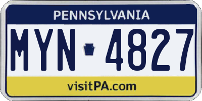 PA license plate MYN4827