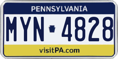 PA license plate MYN4828