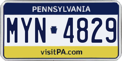 PA license plate MYN4829
