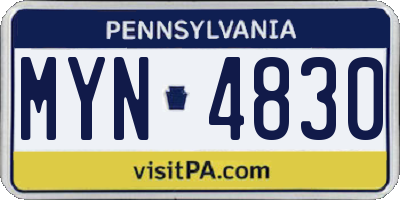 PA license plate MYN4830