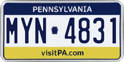 PA license plate MYN4831