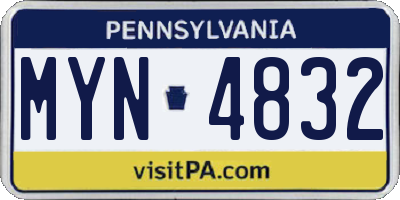 PA license plate MYN4832