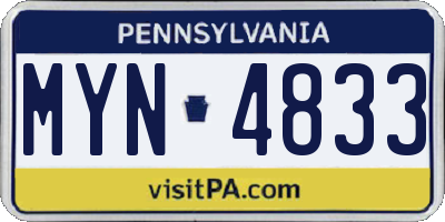 PA license plate MYN4833