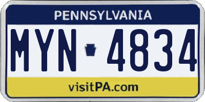 PA license plate MYN4834