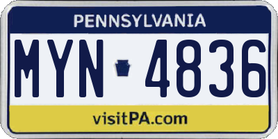 PA license plate MYN4836