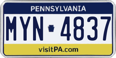 PA license plate MYN4837