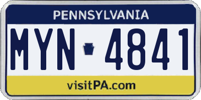 PA license plate MYN4841