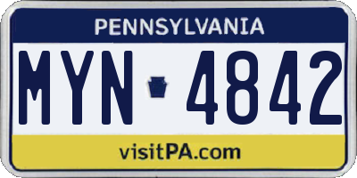 PA license plate MYN4842