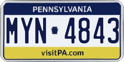 PA license plate MYN4843