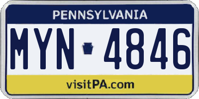 PA license plate MYN4846
