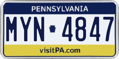 PA license plate MYN4847