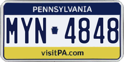 PA license plate MYN4848