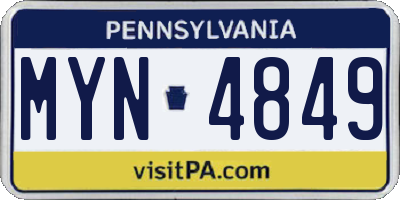 PA license plate MYN4849