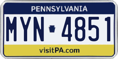PA license plate MYN4851