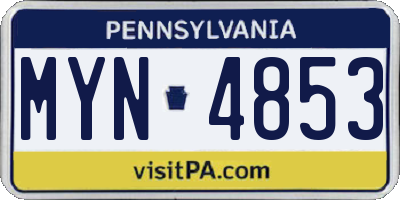 PA license plate MYN4853