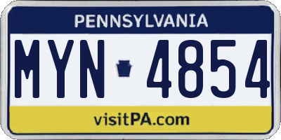 PA license plate MYN4854