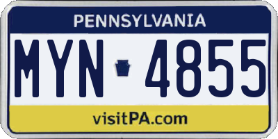 PA license plate MYN4855
