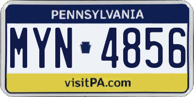 PA license plate MYN4856