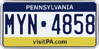 PA license plate MYN4858