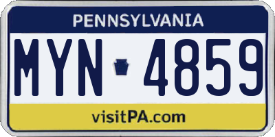 PA license plate MYN4859