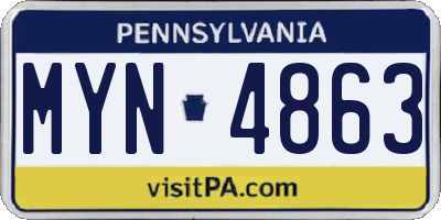 PA license plate MYN4863