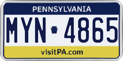 PA license plate MYN4865