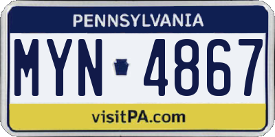 PA license plate MYN4867