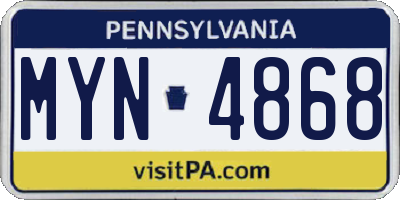 PA license plate MYN4868