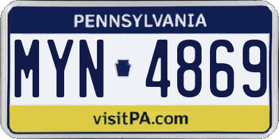 PA license plate MYN4869