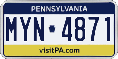 PA license plate MYN4871