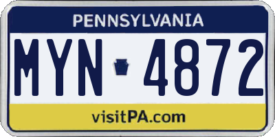 PA license plate MYN4872