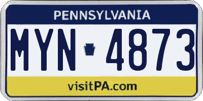 PA license plate MYN4873