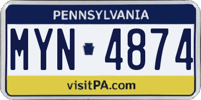 PA license plate MYN4874