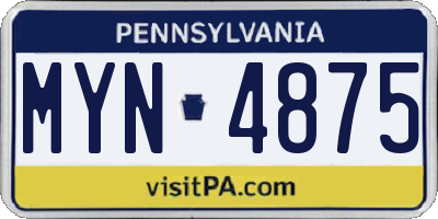 PA license plate MYN4875