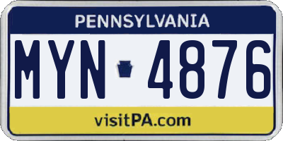 PA license plate MYN4876